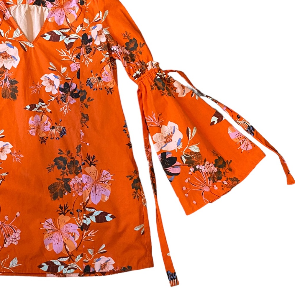 NWOT Free People Lover of Mine Orange Floral Mini Dress Small - Picture 6 of 7